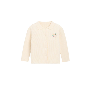 whitewheat【柔软高弹】儿童26春季新款开衫毛衣男女童翻领针织衫