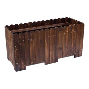 防腐木花箱特大长方形花盆阳台种菜盆碳化实木栅栏种植箱多肉花槽