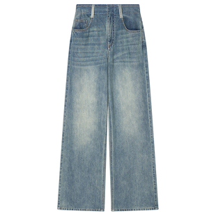 COVERINS重磅棉质牛仔裤女直筒阔腿裤2025冬季新款CC35520190