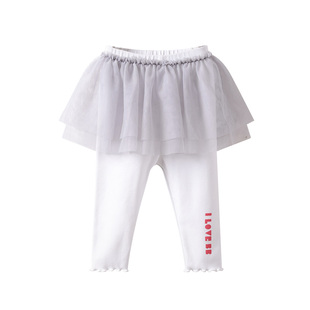 拉比下一代春装女童网纱蓬蓬裙裤假两件儿童宝宝洋气打底裤