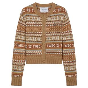 TeenieWeenie小熊女装毛针织衫2025冬新款费尔岛提花圆领毛衣开衫