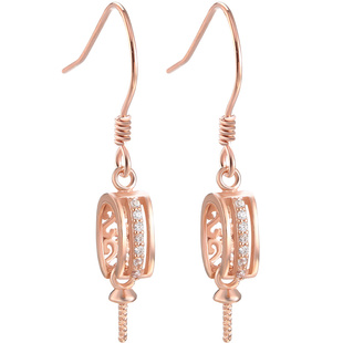 珍珠diy耳环空托日韩纯银18K金耳坠空托镶嵌蜜蜡翡翠耳钩耳扣空托