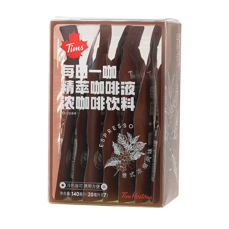 Tims精萃咖啡液意式浓缩20ml*7条速溶迷你袋装可携式液体  浓实拍商品图