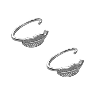 小叶子纹理耳圈耳环小耳饰通体s925纯银防过敏耳钉E10