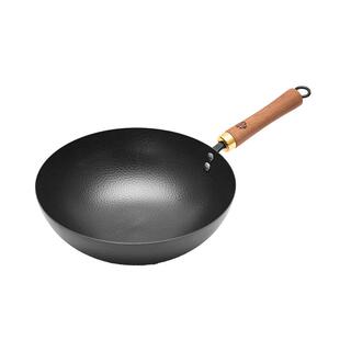 王源吉铁锅无涂层不粘锅锤纹精铁小炒锅家用炒菜一人食电磁炉通用