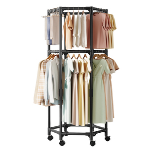 圆形旋转衣架六边形阳台卧室挂衣架出租房可拆卸360度旋转挂衣架