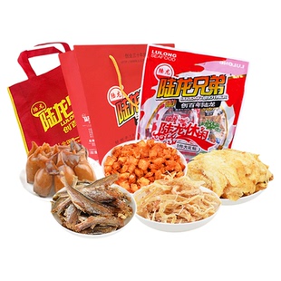 海鲜零食大礼包陆龙兄弟休闲5件 960g内含15小袋 聚会分享礼品装