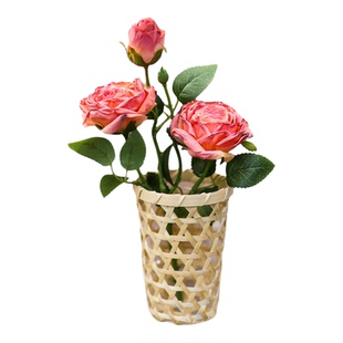 车尾竹花篮法式焦边玫瑰花束装饰品汽车贴纸尾箱粘扣挂件车顶外部