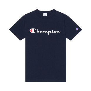 Champion冠军短袖男2026春季新款胶印草写LOGO圆领T恤女纯棉美式