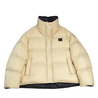 ELLE立领鹅黄色羽绒服女90鹅绒