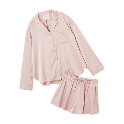 gelato pique春夏女团联名缎面纯色衬衫睡衣套装PWFT251345