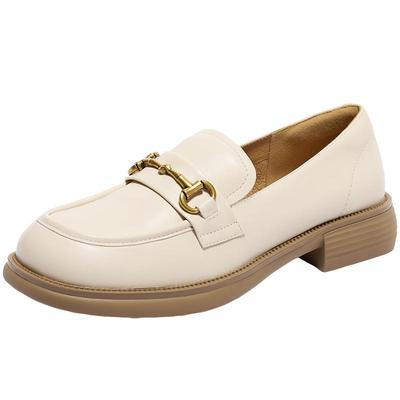 百丽女鞋子上班鞋新款真皮黑色小皮鞋一脚蹬乐福鞋女款B4Z1DCA4