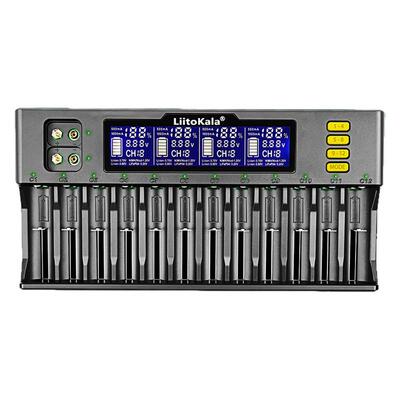 12槽18650锂电池充电器多功能1.2V镍氢57号镍镉3.2V磷酸铁锂21700