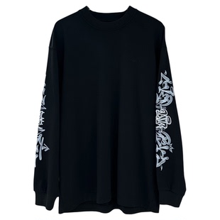 潮牌秋季重磅长袖T恤男ins美式个性梵文字母印花宽松青年帅气卫衣