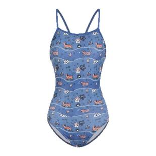 Naga swim泰式卡通连体泳衣女三角莱卡单层竞速训练游泳专用泳装
