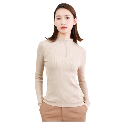 翠贝卡纯色半高领针织打底衫