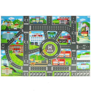 儿童玩具车城市地图停车场景图交通路标合金汽车模型游戏地垫3岁