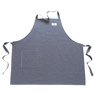 5506文艺复古风纯棉条纹格子围裙套装日系百搭厨房围腰男女通用