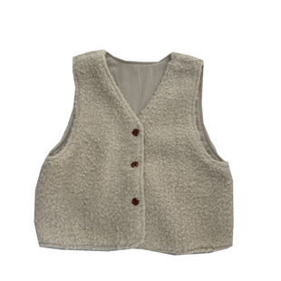 韩系二面穿仿羊羔毛马甲女！秋冬氛围感保暖叠穿短款V领坎肩背心