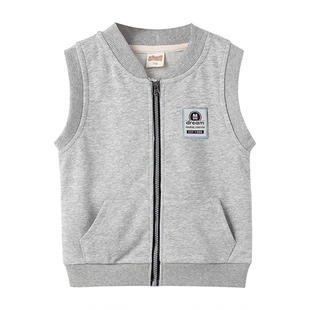 儿童马甲男童春秋轻薄款外穿纯棉男孩背心宝宝拉链坎肩幼儿园定制