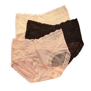 Gukoo/果壳内裤女春夏纯色简约新款性感蕾丝女士三条装内裤组合