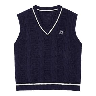 YUZI鱼子V领韩系学院风马甲印花