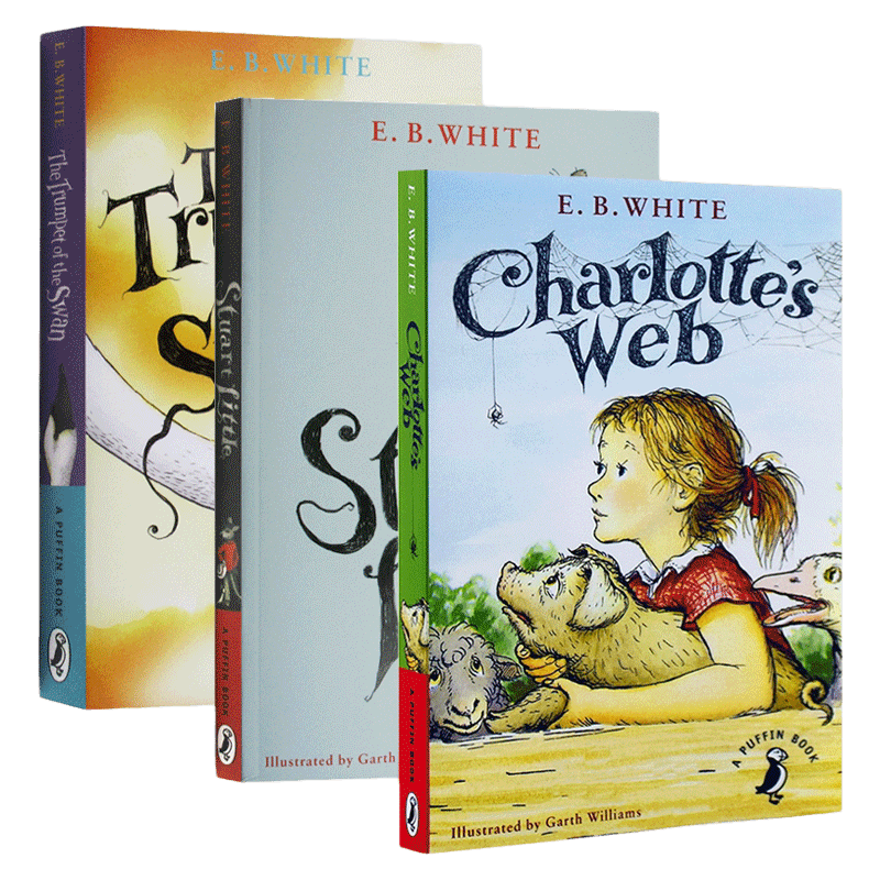 英文原版 E. B. White 怀特经典儿童文学3册 夏洛特的网 精灵鼠小弟 吹号角的小天鹅 Charlotte's web纽伯瑞奖 英文版 进口英语书