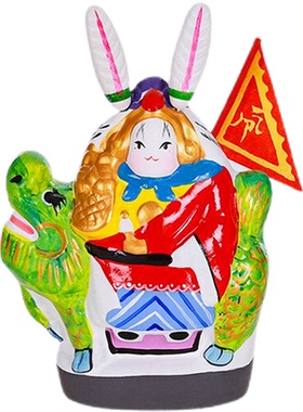 吉兔坊北京兔儿爷桌面摆件纪念品非遗手工泥彩塑喜庆祝福伴手礼物