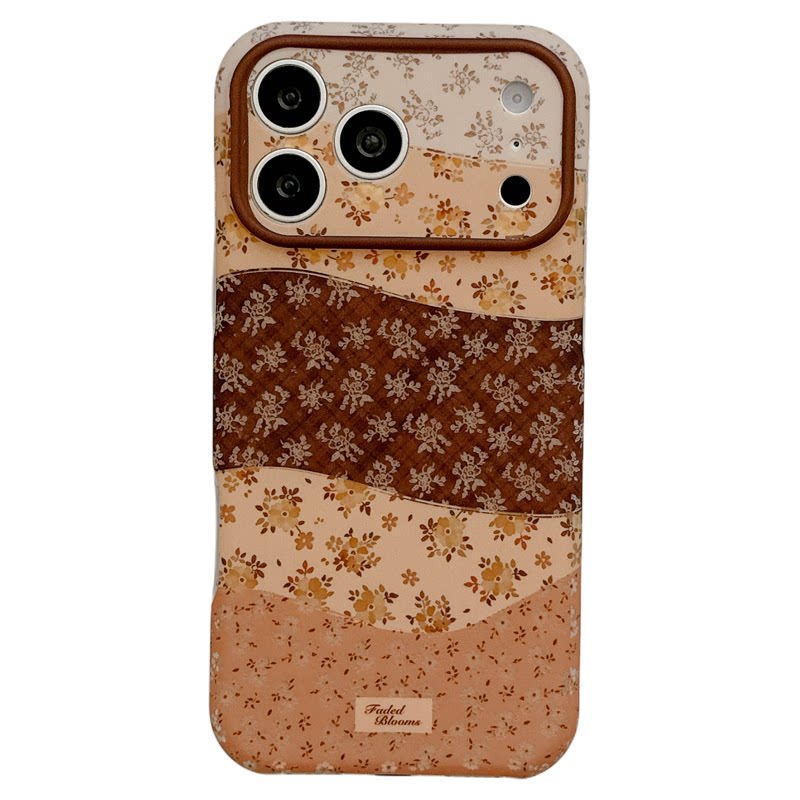 MoreRex早秋美拉德拼色碎花带链条适用苹果18手机壳iphone17promax新款18pro高级感15全包防摔保护套14女款16