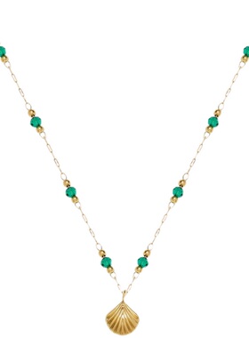手工链绿珠小贝壳女锁骨链不掉色