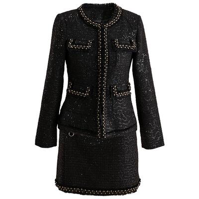 名媛小香风粗花呢西装西装套装