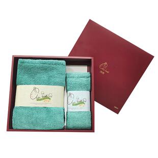 airkaol浅野日本原装进口高级毛巾浴巾两件套纯棉吸水红色礼盒装