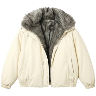 男士拼接美式毛领羽绒服男款冬季加厚高级感外套冬装夹克2025新款