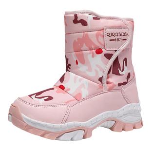 小黄鸭女童雪地靴2025冬季儿童加绒保暖防滑防水女孩中大童棉鞋子