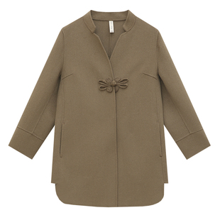 中老年妈妈双面呢羊毛大衣女秋冬装2025新款喜婆婆过新年呢子外套