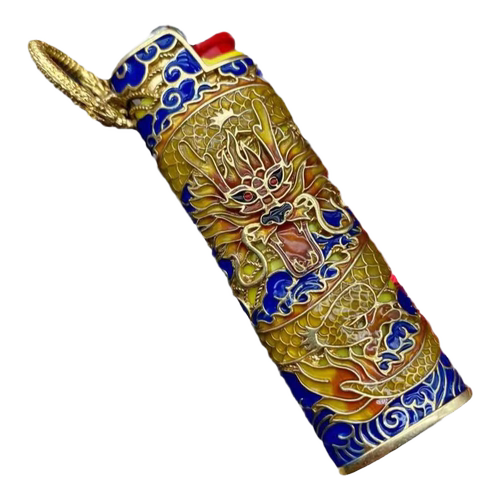 【战壕旗舰店】珐琅彩夜光神龙镀金镀银套壳一次性比克J3打火机套