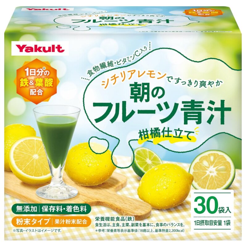 日本代购yakult大麦若叶水果青汁铁叶酸女性营养柑橘味7g*30袋/盒