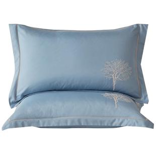 水洗棉绣花枕套一对装 纯色磨毛棉枕头套单人简约枕芯套48x74cm