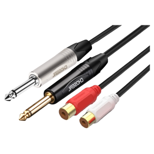 秋叶原双6.5转双莲花母头6.35mm公转rca莲花母音频线转换器吉他功放调音台电钢琴音响音箱转接线麦克风话筒AV