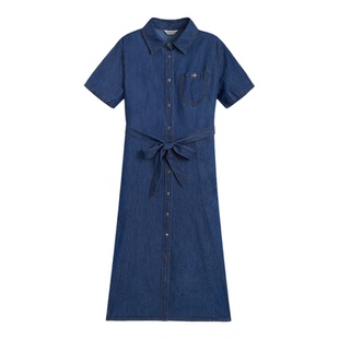 【随心系列】GANT/甘特26春夏女装棉麻牛仔裙收腰阔摆A字连衣裙子