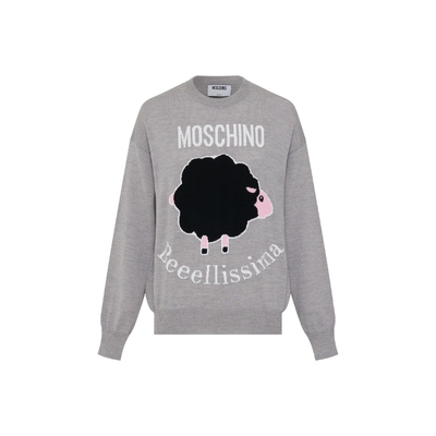 【双11抢先购】Moschino/莫斯奇诺  女士绵羊毛圆领套头针织衫