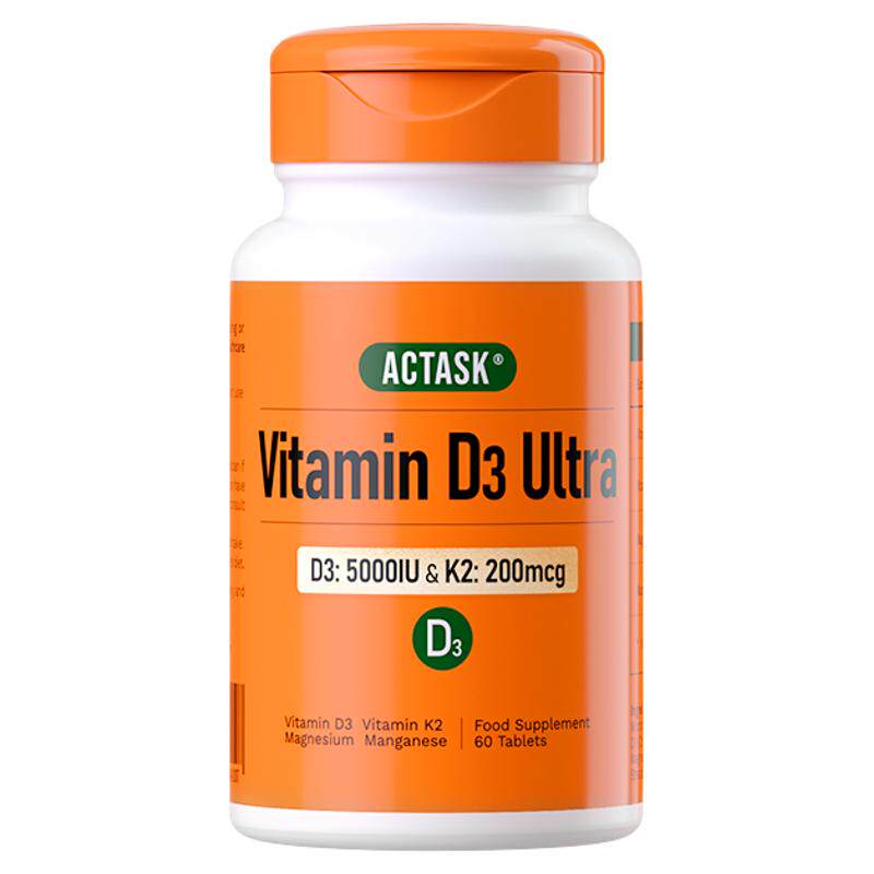 Actask老年维生素D3+k2+甘氨酸镁5000iuvd3+200mcg活性MK7护血管