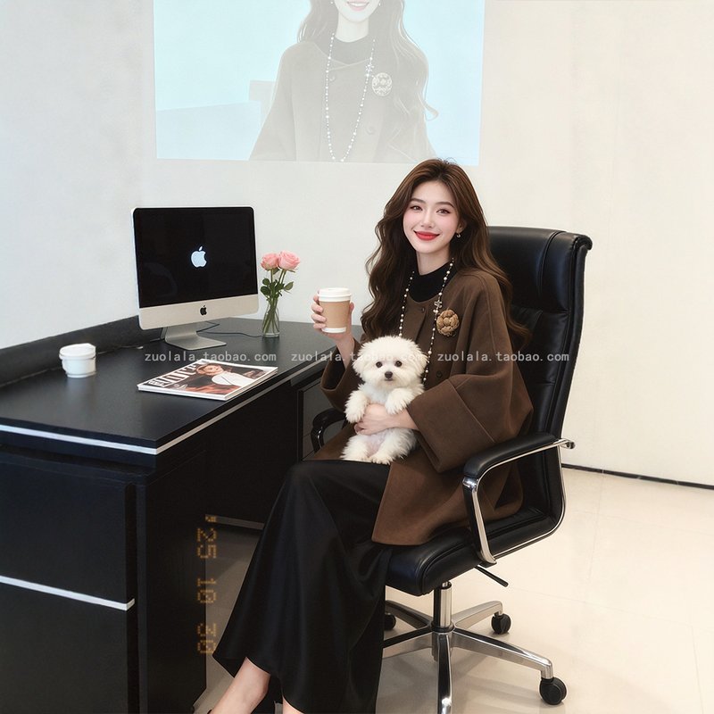 冬装搭配一整套大码胖mm高级感小香风毛呢外套半身裙巨好看套装女