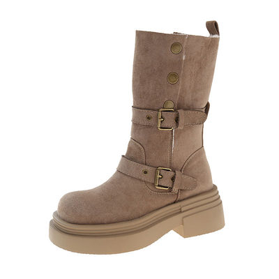 新款小个子厚底马丁短靴骑士靴