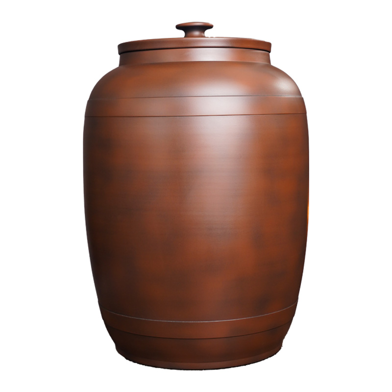 建水紫陶水缸家用储水陶瓷罐桶老式带盖抽水茶台装纯净水手工大号