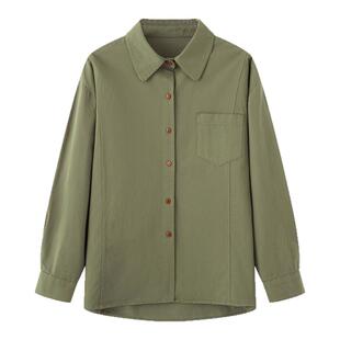 画风drawwind春季纯棉长袖衬衫女宽松纯色百搭衬衣外套2026年新款