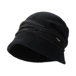 Lagur＜日系小众山本风＞极简黑灰羊毛渔夫帽保暖加厚堆堆冷帽女