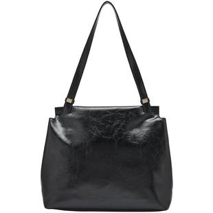 热风女士包包2025年秋季新款简洁翻盖单肩包时尚大容量黑色流浪包