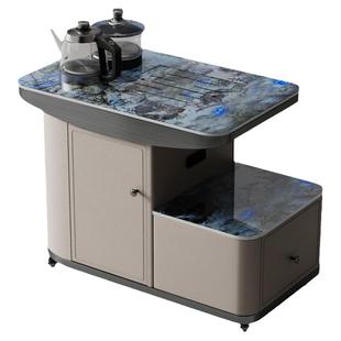 诚骏移动茶桌家用小茶台现代简约轻奢风岩板茶水柜可旋转阳台茶车