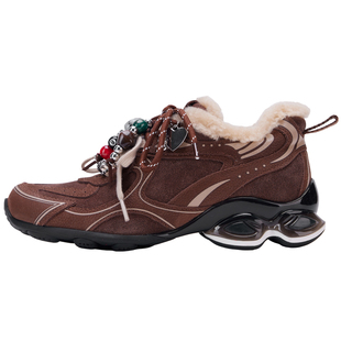 NOOWA小众复古加绒老爹鞋女2025秋冬新款保暖厚底增高涡轮休闲鞋